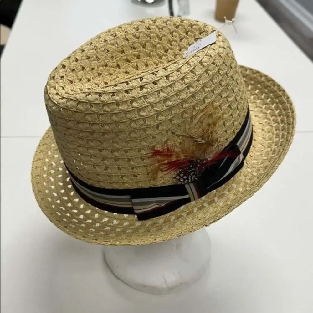 Stylish Tan Fedora Hat with Black Stripe